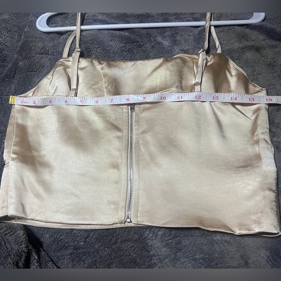 Lulus Luxe'd Out Champagne Satin Cropped Tank Top size M - Picture 7 of 9